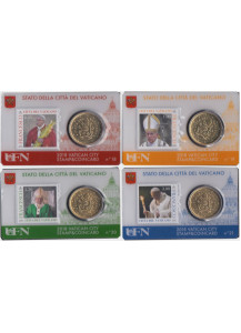 2018 - 4 x Coincard VATICANO 50 Cents Euro Stamp and Coin N 18-21 Unc